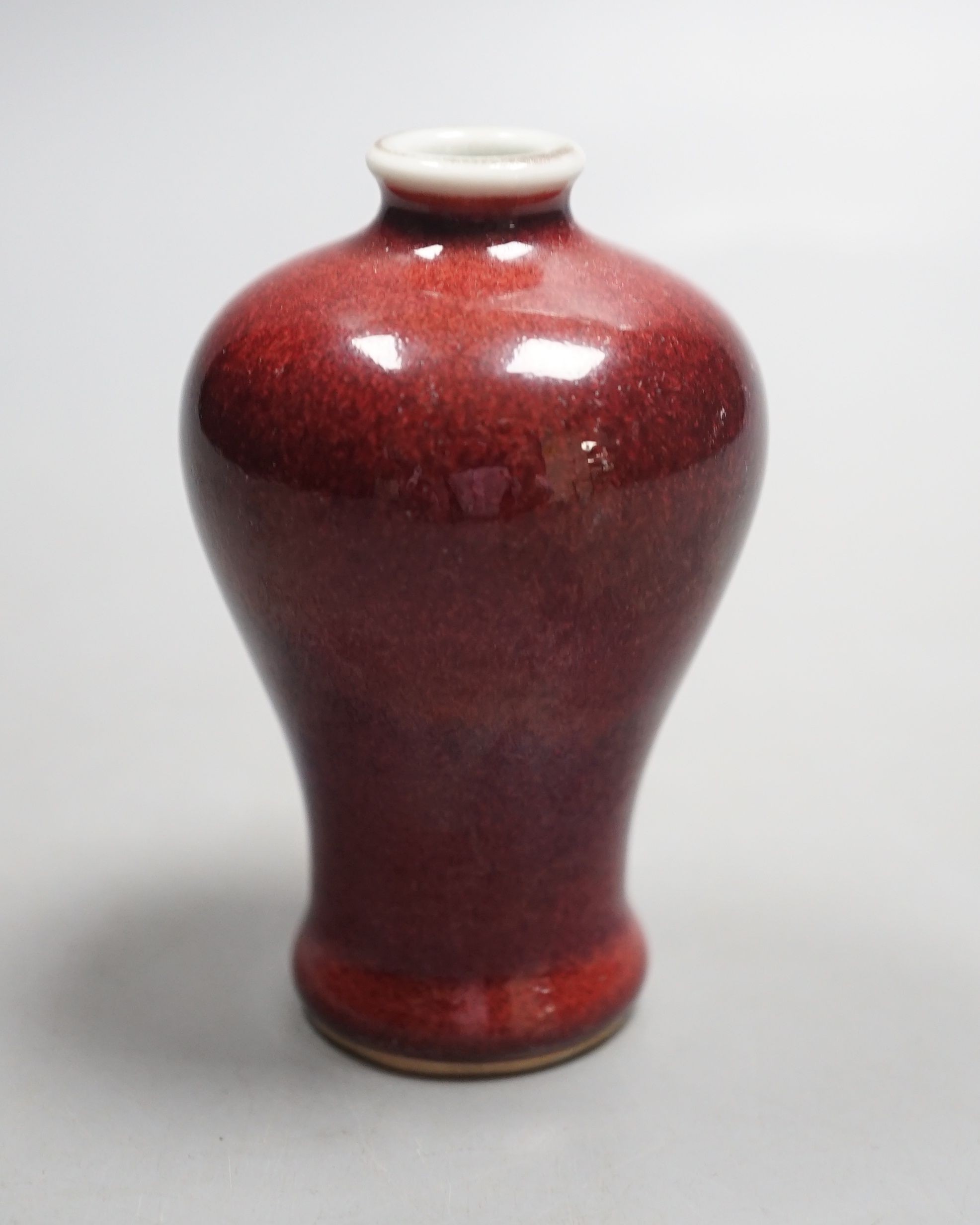 A Chinese sang-de-boeuf glazed small Meiping, 9 cm high